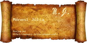Ménesi Júlia névjegykártya